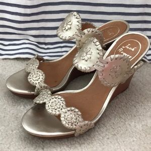 Jack Rogers Lauren Mid Wedge Sandals - Gold